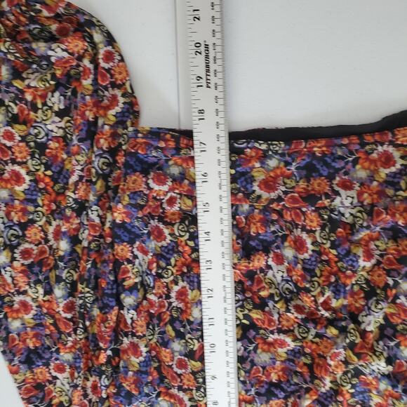Free People Blouse Womens Medium Black Floral Sheer Mesh Long Sleeve Ruffle Neck - Picture 5 of 8